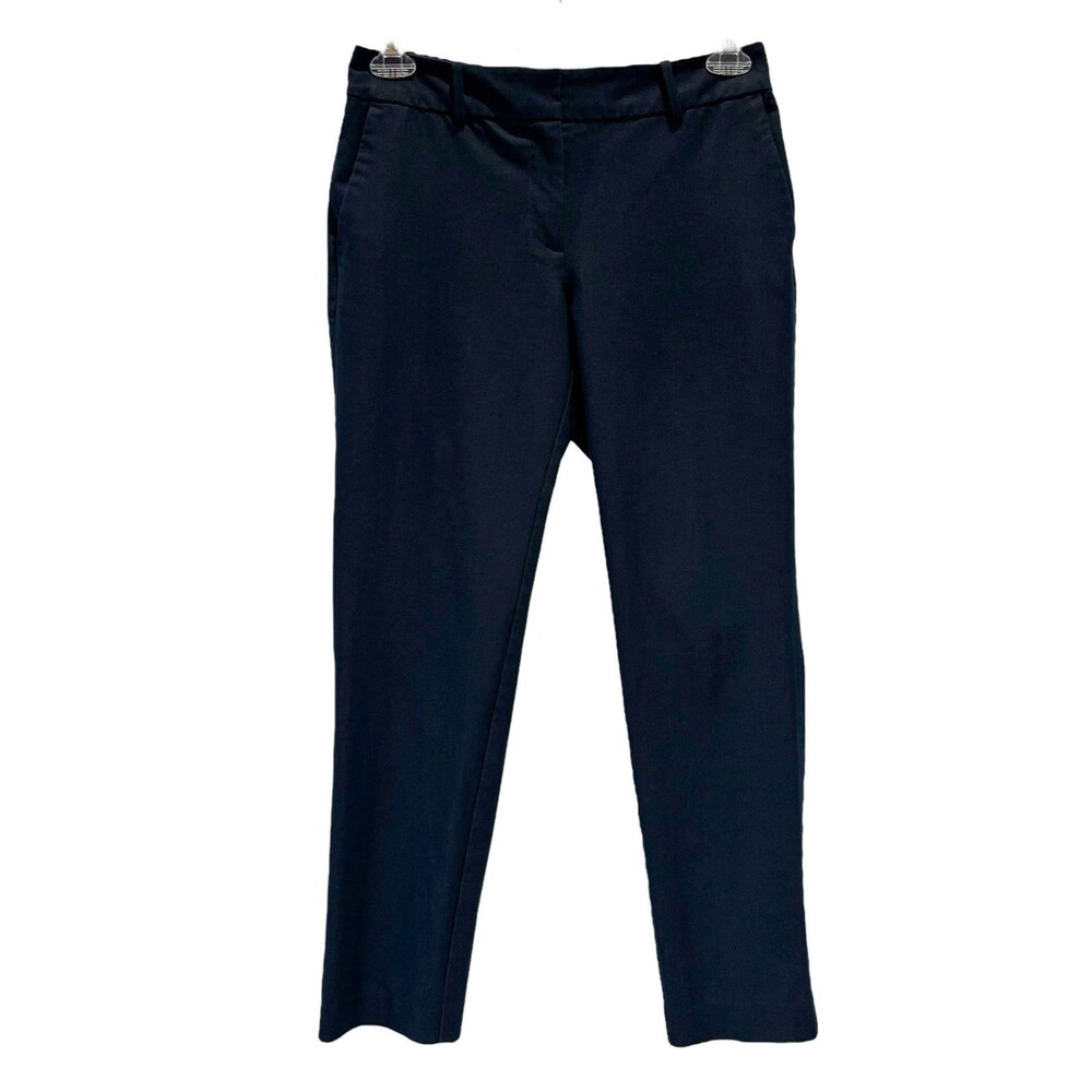 Ann Taylor Dress Pants Size 2 Flat Front Career Business Trousers, Charcoal Blue